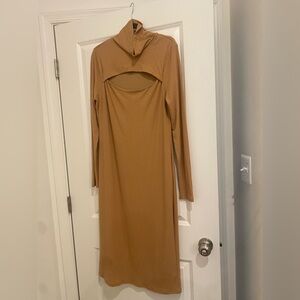 Elegant Tan Long Sleeve Dress